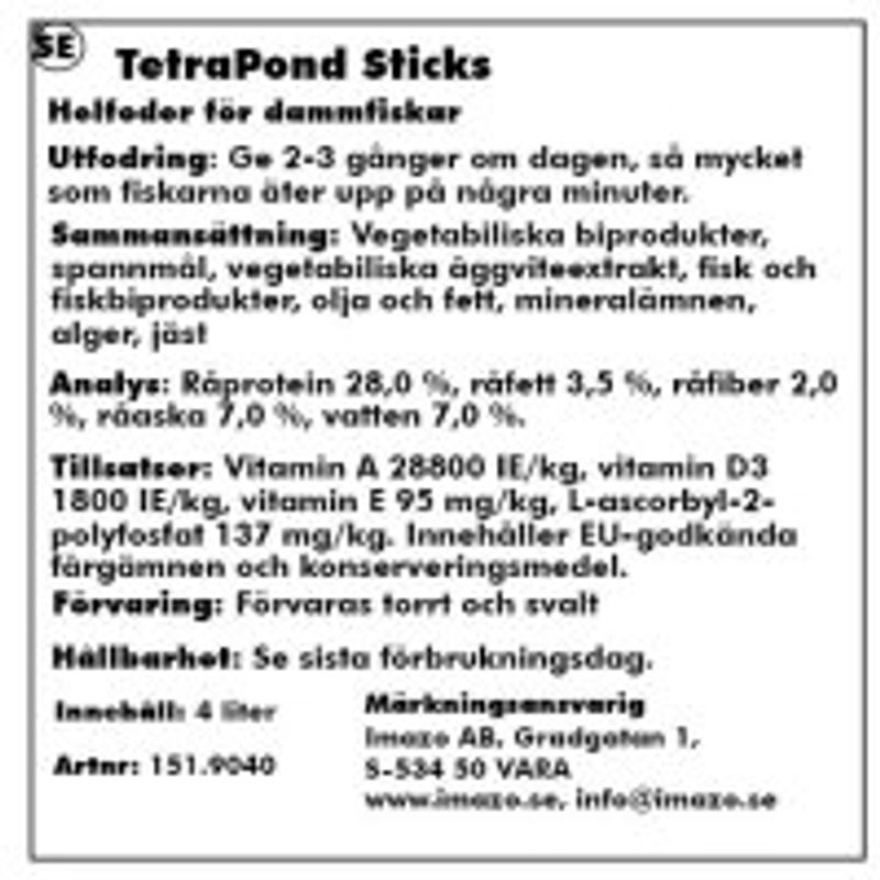 TETRA POND STICKS 1L